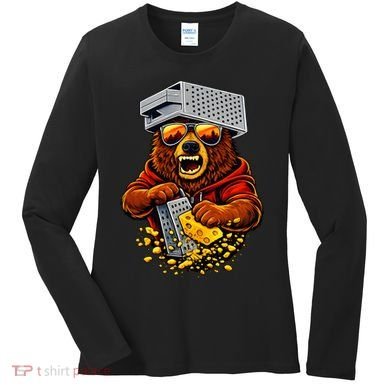 Bear With Cheese Grater Hat And Sunglasses Women's Long Sleeve Shirt