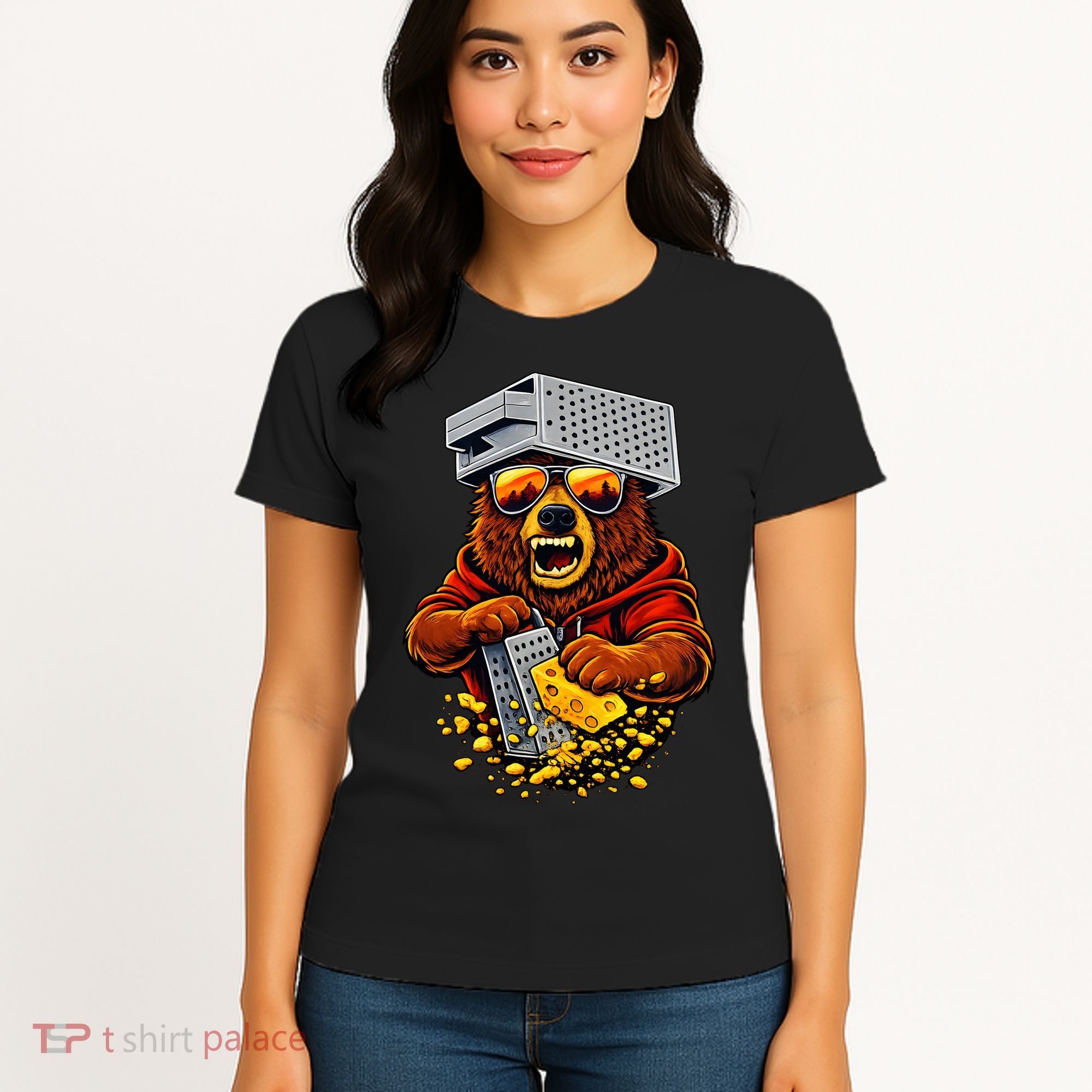 Bear With Cheese Grater Hat And Sunglasses Women's T-Shirt