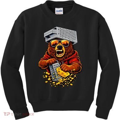 Bear With Cheese Grater Hat And Sunglasses Kids Sweatshirt