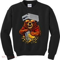 Bear With Cheese Grater Hat And Sunglasses Kids Sweatshirt thumb 0