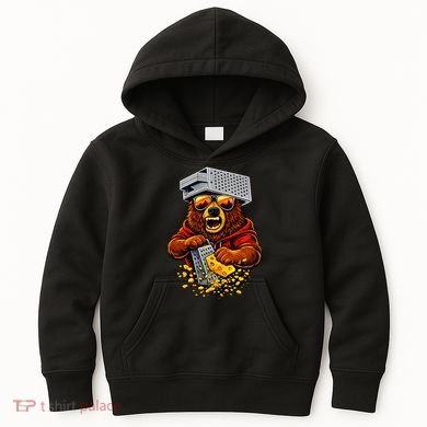 Bear With Cheese Grater Hat And Sunglasses Kids Hoodie