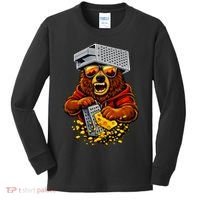 Bear With Cheese Grater Hat And Sunglasses Kids Long Sleeve Shirt thumb 0