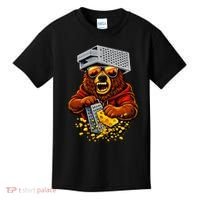 Bear With Cheese Grater Hat And Sunglasses Kids T-Shirt thumb 0