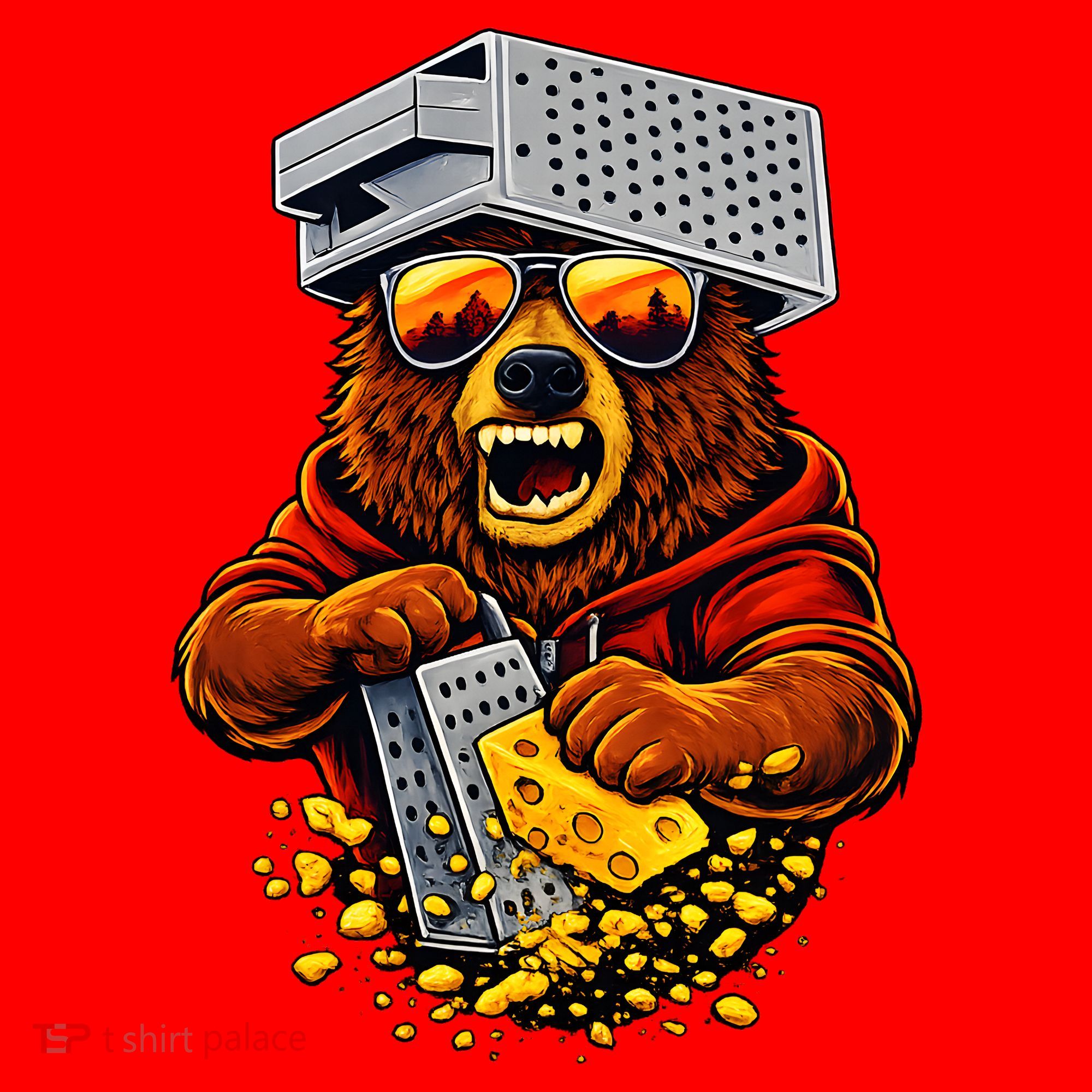 Bear With Cheese Grater Hat And Sunglasses Santa Hat