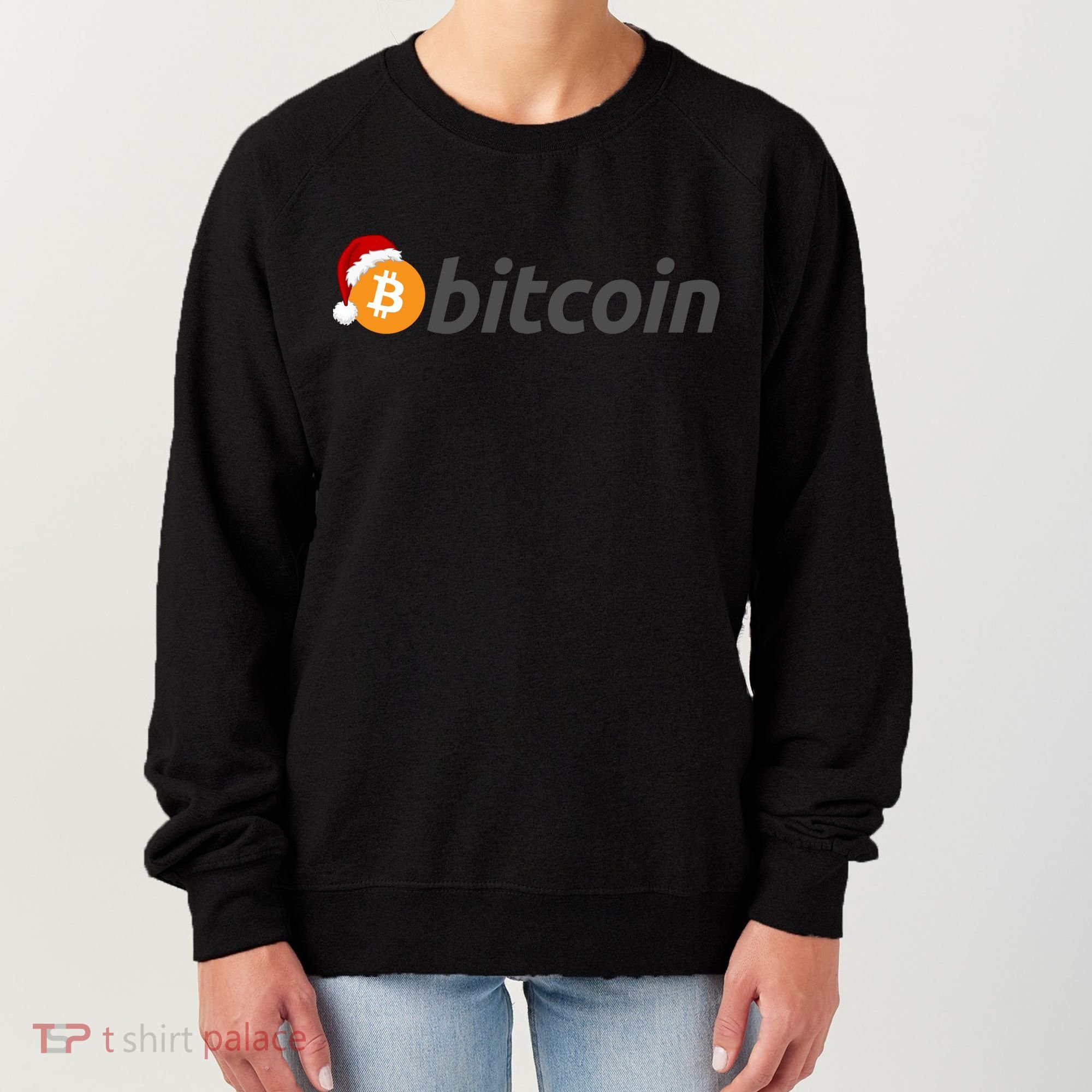 Bitcoin With Christmas Hat Funny Bitcoin With Santa Hat Funny Bitcoin Crypto Women's Sweatshirt