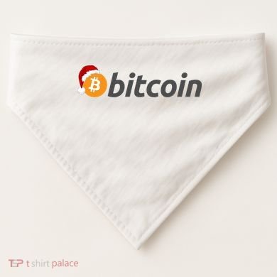 Bitcoin With Christmas Hat Funny Bitcoin With Santa Hat Funny Bitcoin Crypto USA-Made Doggie Bandana