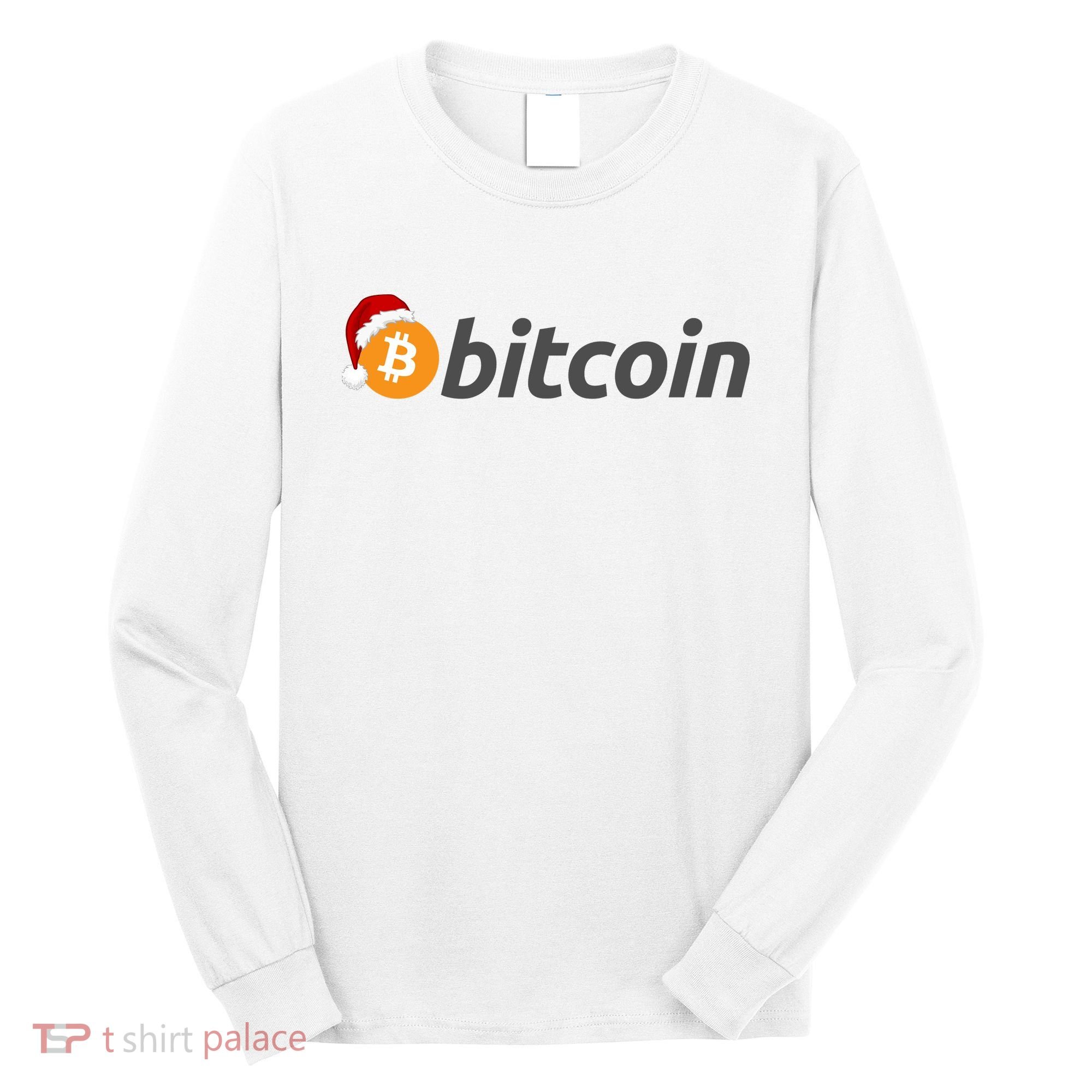 Bitcoin With Christmas Hat Funny Bitcoin With Santa Hat Funny Bitcoin Crypto Long Sleeve Shirt