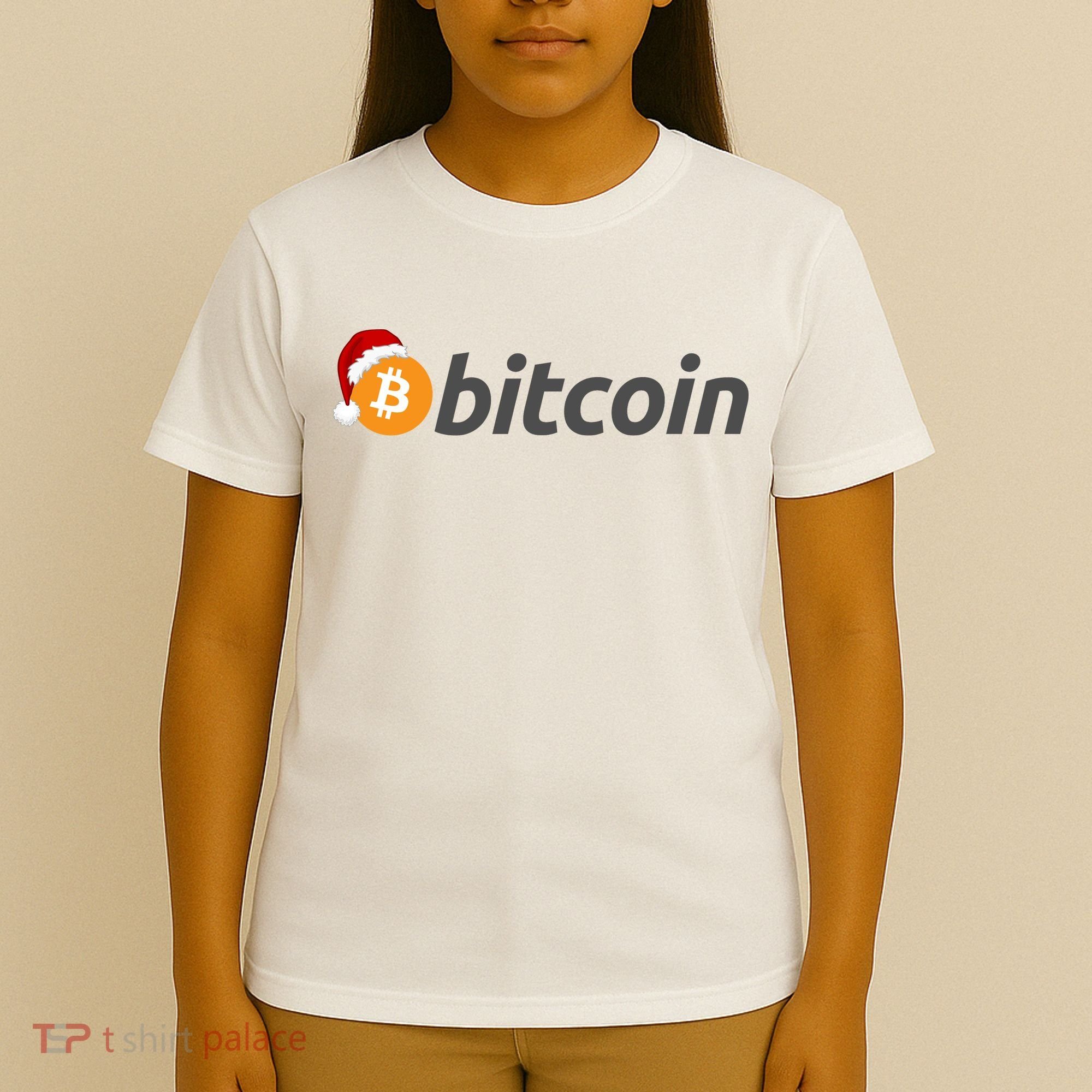 Bitcoin With Christmas Hat Funny Bitcoin With Santa Hat Funny Bitcoin Crypto T-Shirt