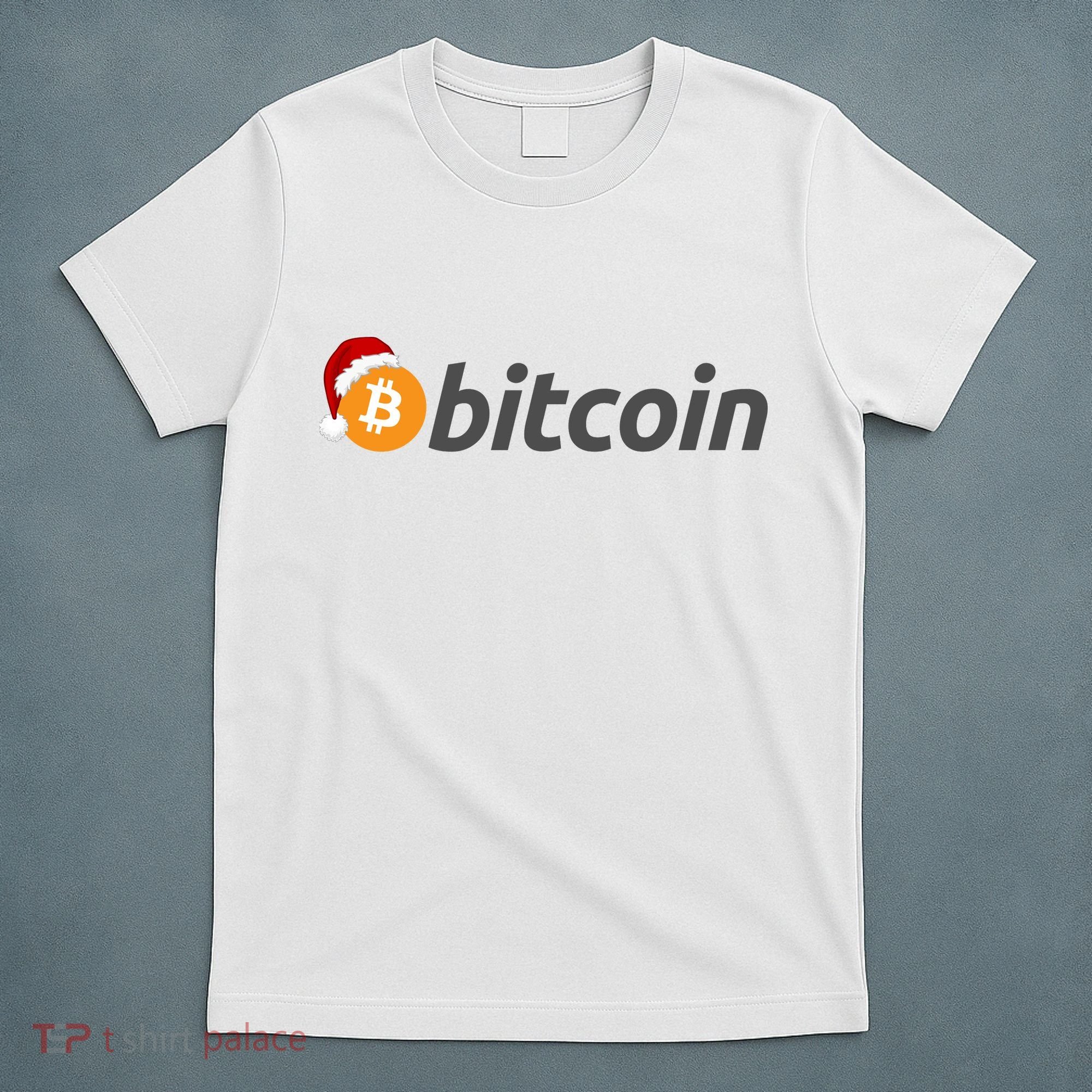Bitcoin With Christmas Hat Funny Bitcoin With Santa Hat Funny Bitcoin Crypto T-Shirt