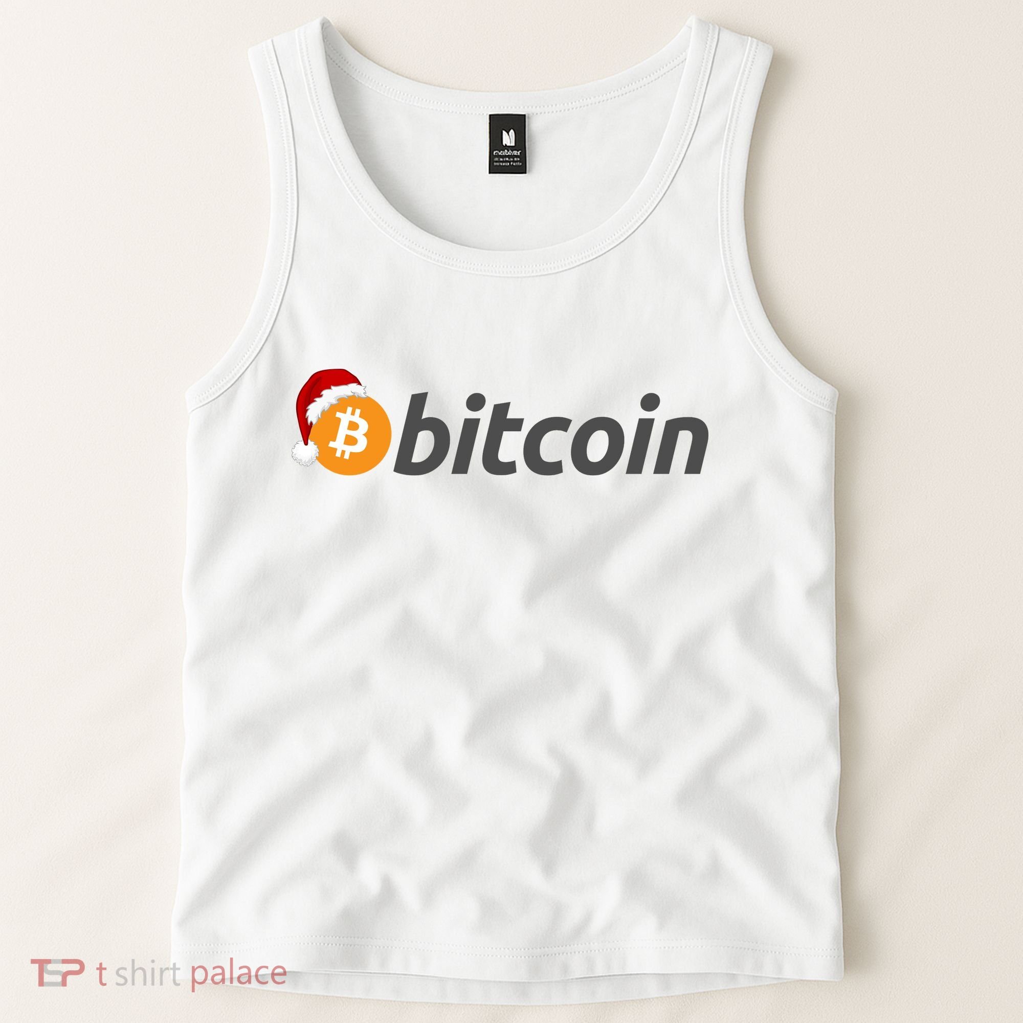 Bitcoin With Christmas Hat Funny Bitcoin With Santa Hat Funny Bitcoin Crypto Tank Top