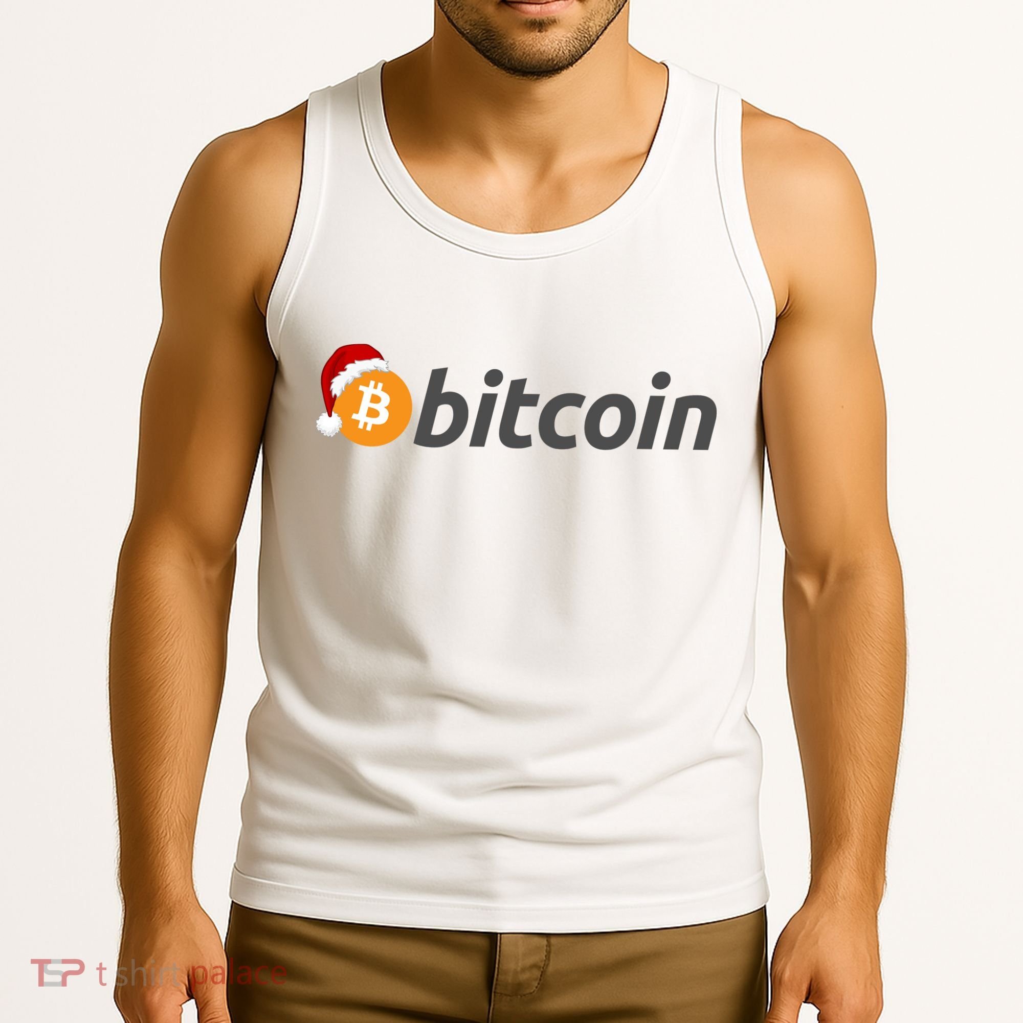 Bitcoin With Christmas Hat Funny Bitcoin With Santa Hat Funny Bitcoin Crypto Tank Top
