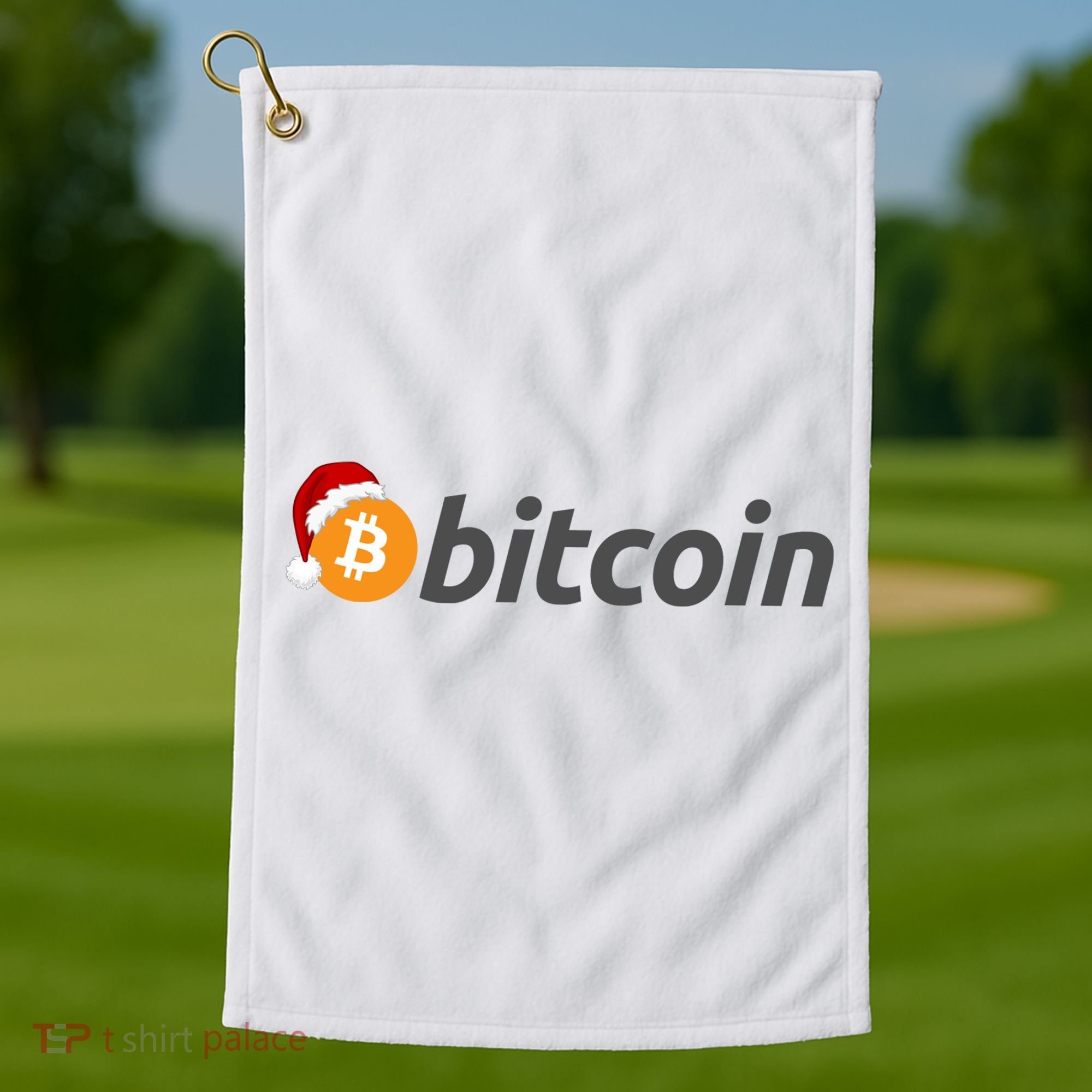 Bitcoin With Christmas Hat Funny Bitcoin With Santa Hat Funny Bitcoin Crypto Golf Towel