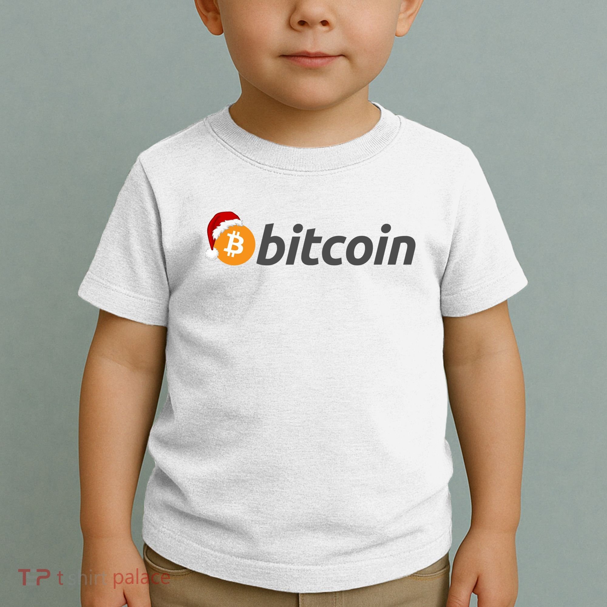 Bitcoin With Christmas Hat Funny Bitcoin With Santa Hat Funny Bitcoin Crypto Toddler T-Shirt