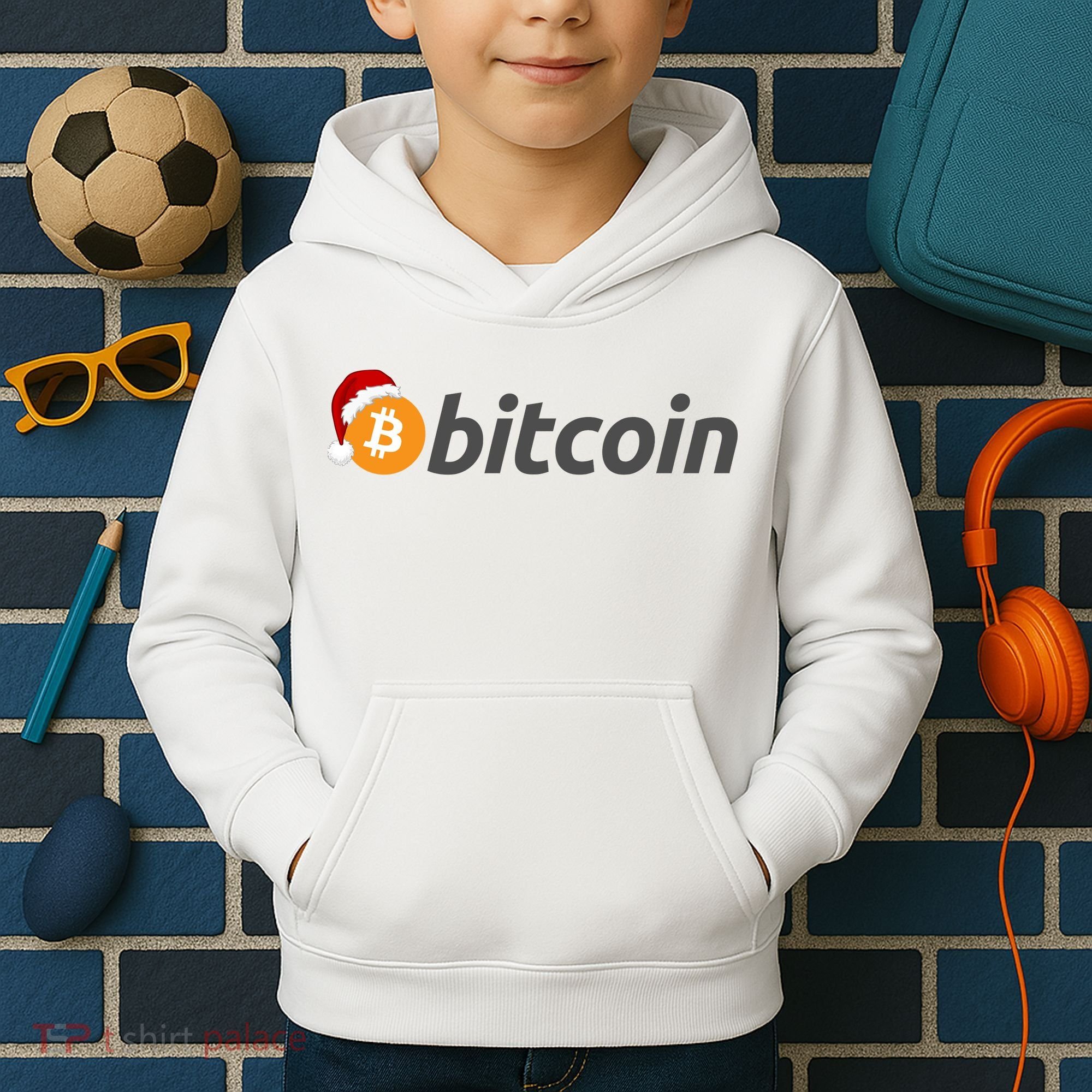 Bitcoin With Christmas Hat Funny Bitcoin With Santa Hat Funny Bitcoin Crypto Kids Hoodie