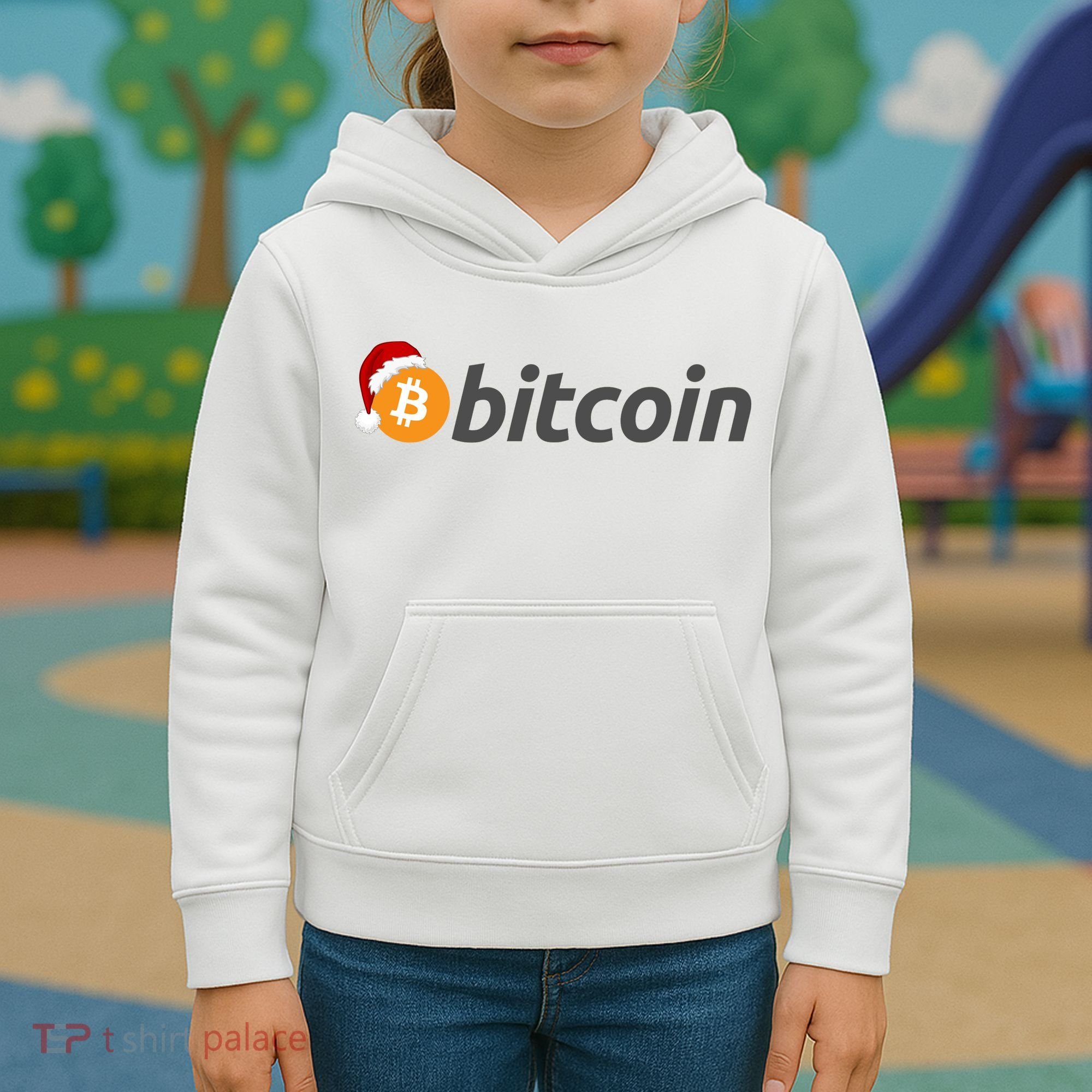 Bitcoin With Christmas Hat Funny Bitcoin With Santa Hat Funny Bitcoin Crypto Kids Hoodie