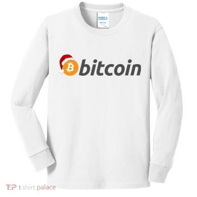 Bitcoin With Christmas Hat Funny Bitcoin With Santa Hat Funny Bitcoin Crypto Kids Long Sleeve Shirt
