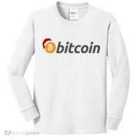 Bitcoin With Christmas Hat Funny Bitcoin With Santa Hat Funny Bitcoin Crypto Kids Long Sleeve Shirt thumb 0