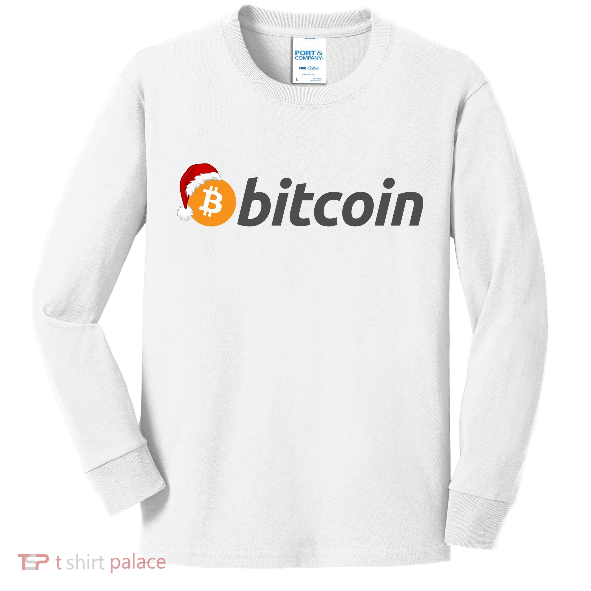 Bitcoin With Christmas Hat Funny Bitcoin With Santa Hat Funny Bitcoin Crypto Kids Long Sleeve Shirt