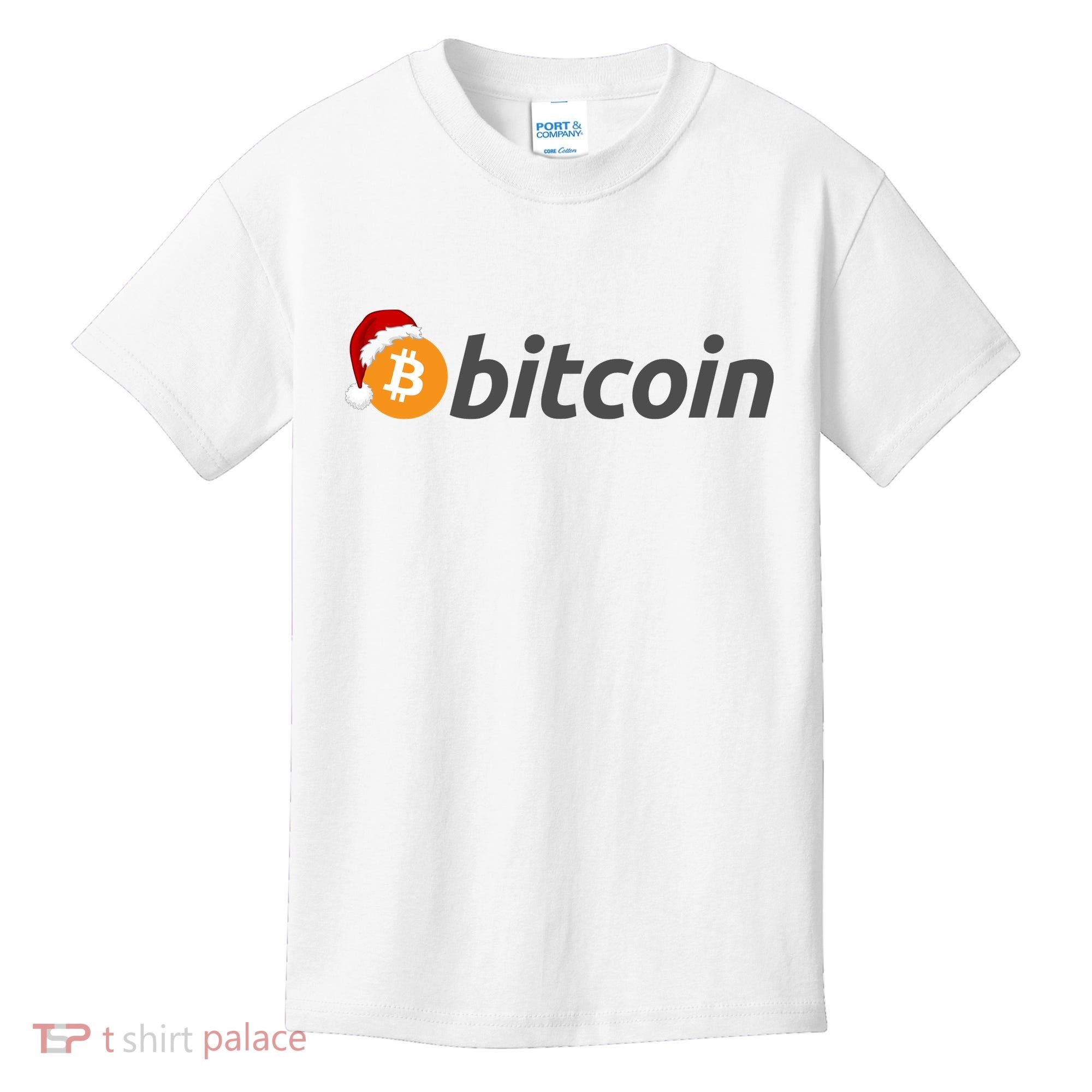 Bitcoin With Christmas Hat Funny Bitcoin With Santa Hat Funny Bitcoin Crypto Kids T-Shirt
