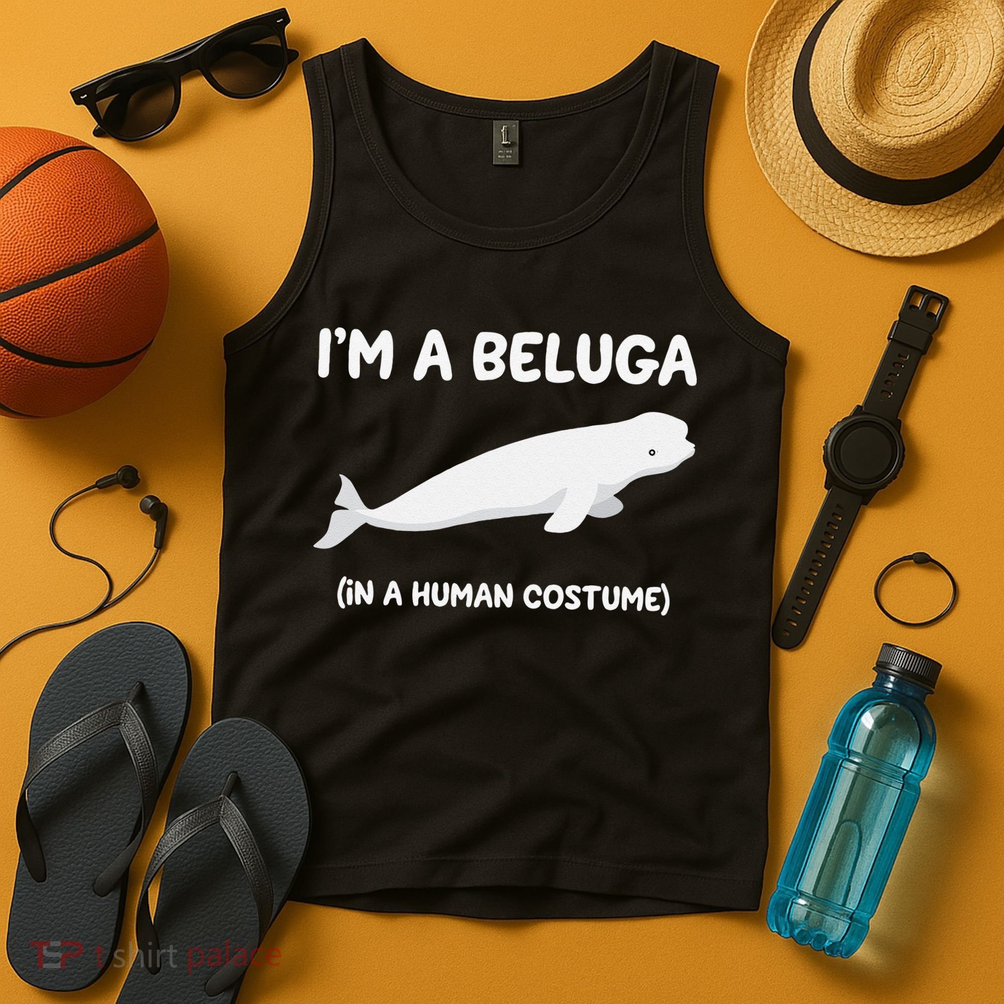 Beluga Whale Costume I'm A Beluga In A Human Costume Funny Tank Top