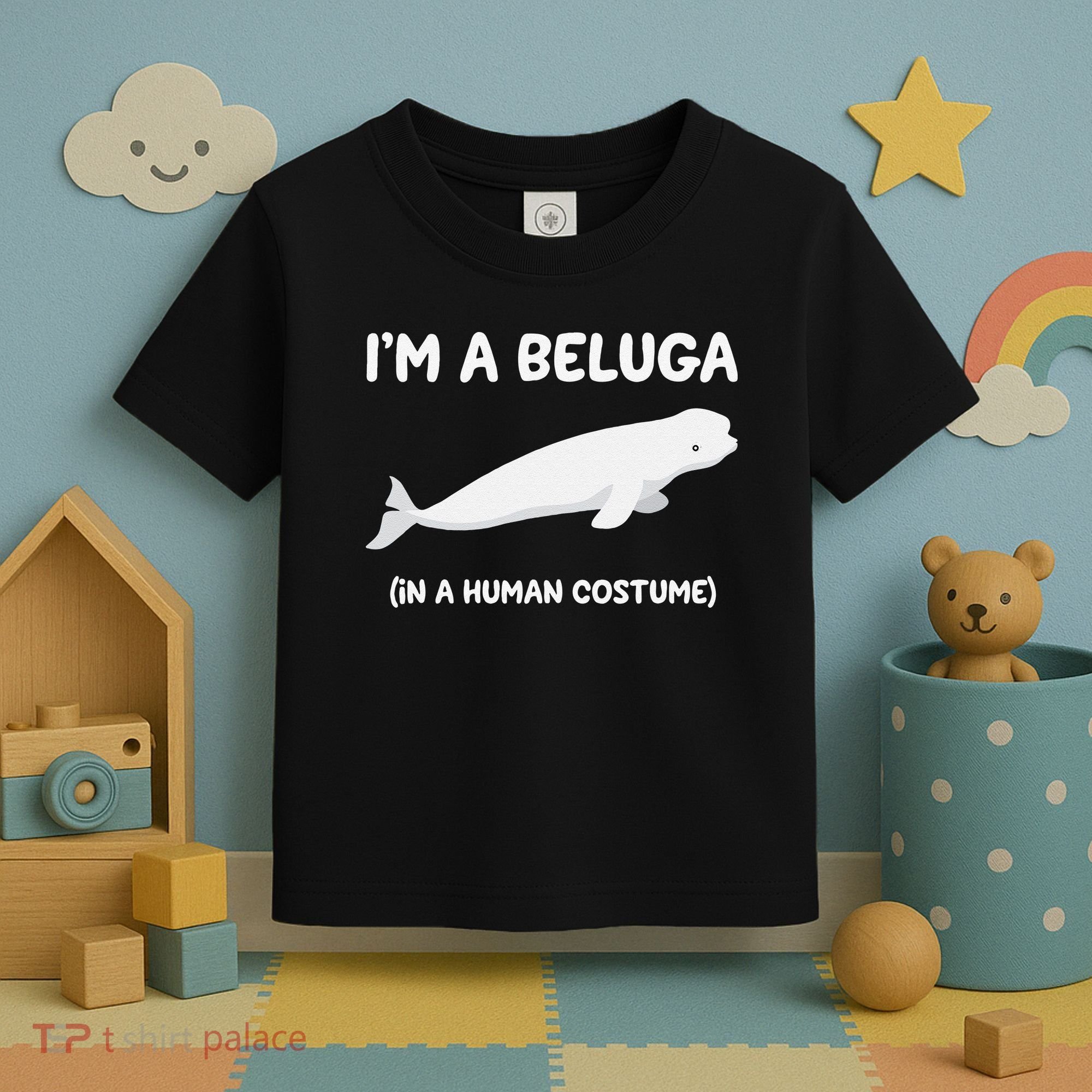 Beluga Whale Costume I'm A Beluga In A Human Costume Funny Toddler T-Shirt