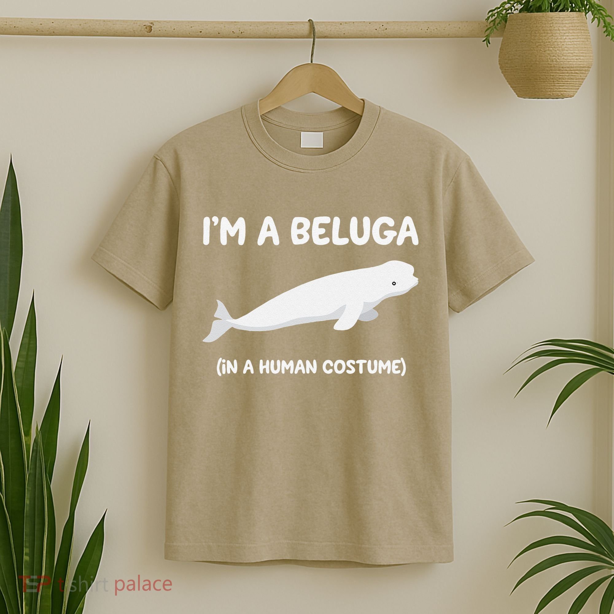 Beluga Whale Costume I'm A Beluga In A Human Costume Funny T-Shirt