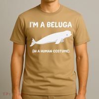 Beluga Whale Costume I'm A Beluga In A Human Costume Funny T-Shirt thumb 3