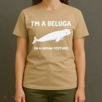 Beluga Whale Costume I'm A Beluga In A Human Costume Funny T-Shirt thumb 4