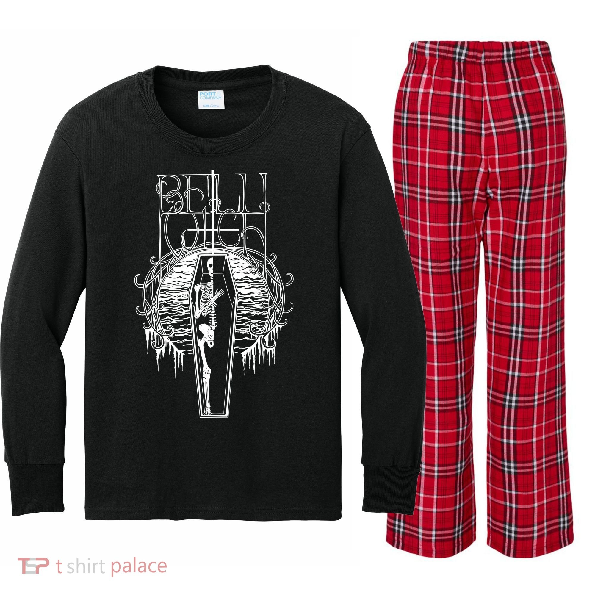 Bell Witch Coffin Kids Long Sleeve Plaid Pajama Set