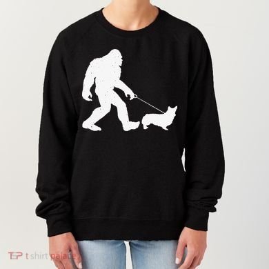 Bigfoot Walking Corgi Dog Funny Gift Women's Sweatshirt