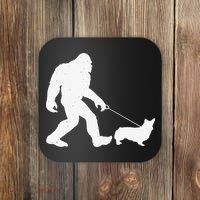Bigfoot Walking Corgi Dog Funny Gift Coaster thumb 0