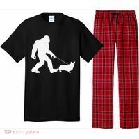 Bigfoot Walking Corgi Dog Funny Gift Pajama Set thumb 0