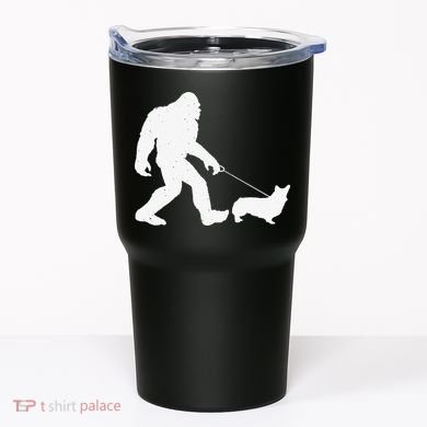 Bigfoot Walking Corgi Dog Funny Gift Tumbler