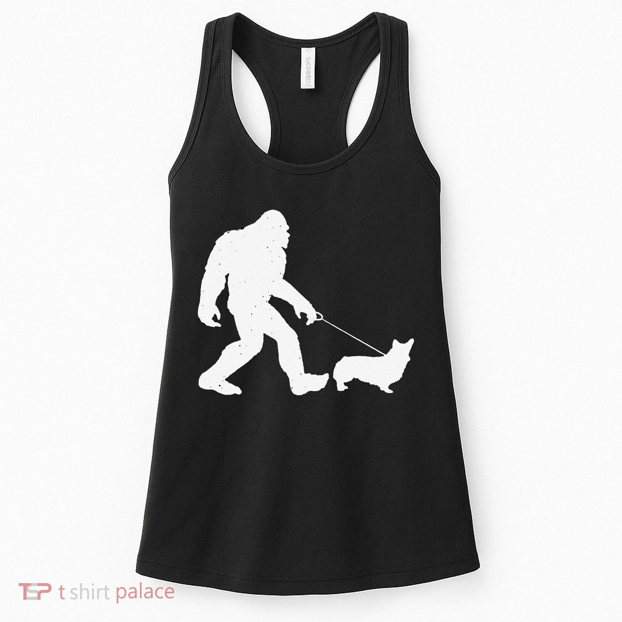 Bigfoot Walking Corgi Dog Funny Gift Women's Tank Top