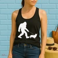 Bigfoot Walking Corgi Dog Funny Gift Women's Tank Top thumb 2