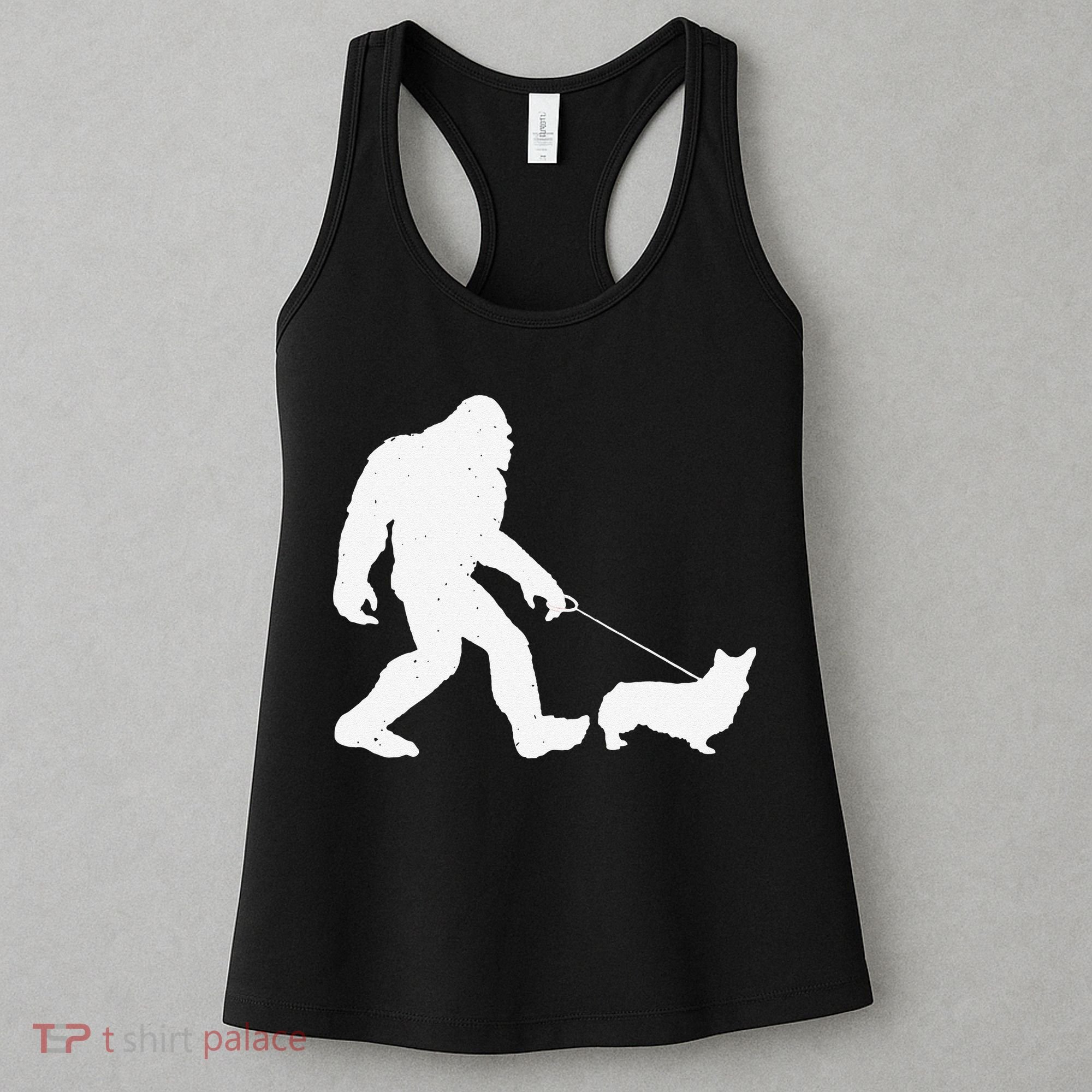 Bigfoot Walking Corgi Dog Funny Gift Women's Tank Top
