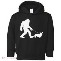 Bigfoot Walking Corgi Dog Funny Gift Toddler Hoodie thumb 0