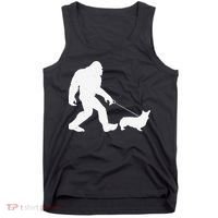 Bigfoot Walking Corgi Dog Funny Gift Tank Top thumb 0