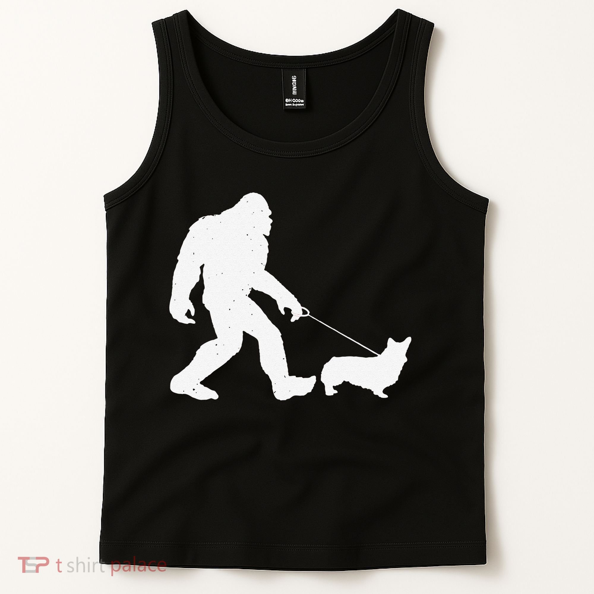 Bigfoot Walking Corgi Dog Funny Gift Tank Top