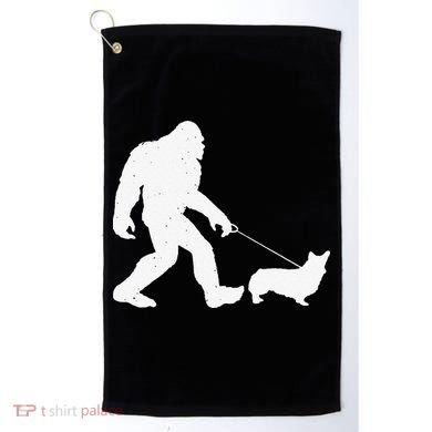 Bigfoot Walking Corgi Dog Funny Gift Golf Towel
