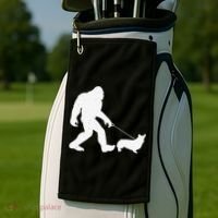 Bigfoot Walking Corgi Dog Funny Gift Golf Towel thumb 2