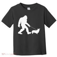 Bigfoot Walking Corgi Dog Funny Gift Toddler T-Shirt thumb 0