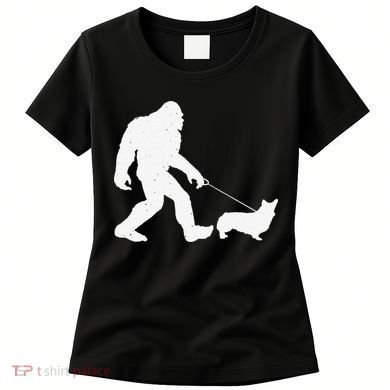 Bigfoot Walking Corgi Dog Funny Gift Women's T-Shirt
