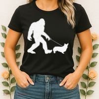 Bigfoot Walking Corgi Dog Funny Gift Women's T-Shirt thumb 2