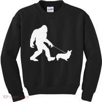 Bigfoot Walking Corgi Dog Funny Gift Kids Sweatshirt thumb 0