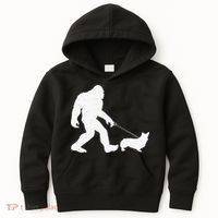 Bigfoot Walking Corgi Dog Funny Gift Kids Hoodie thumb 0