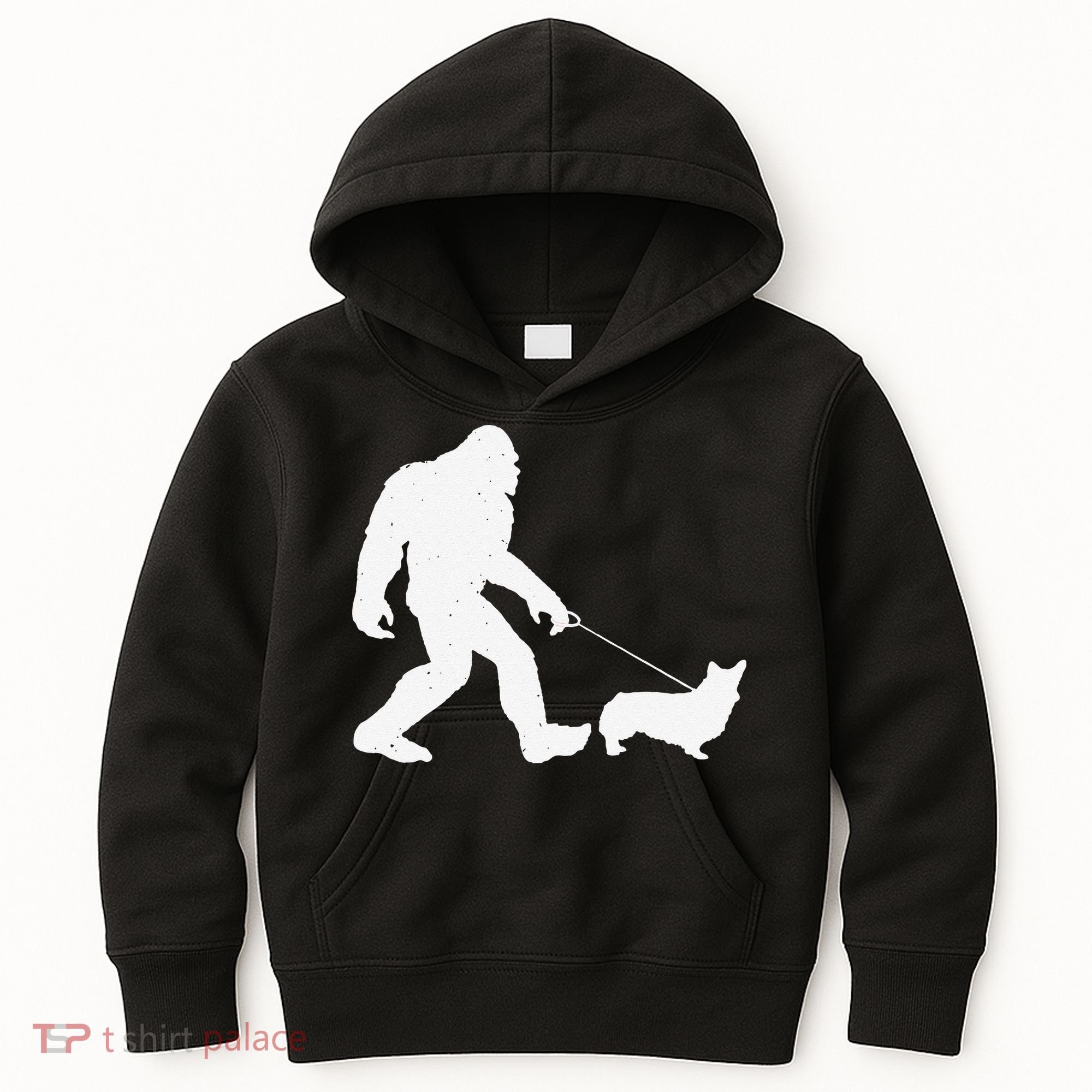 Bigfoot Walking Corgi Dog Funny Gift Kids Hoodie