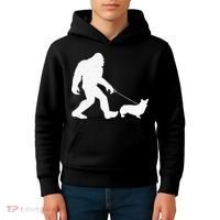 Bigfoot Walking Corgi Dog Funny Gift Kids Hoodie thumb 4