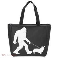 Bigfoot Walking Corgi Dog Funny Gift Tote Bag thumb 0