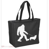 Bigfoot Walking Corgi Dog Funny Gift Tote Bag thumb 2